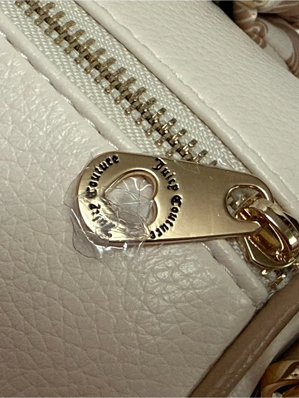 Juicy Couture Cream Satchel with Pink-Tan Scarf and Charm